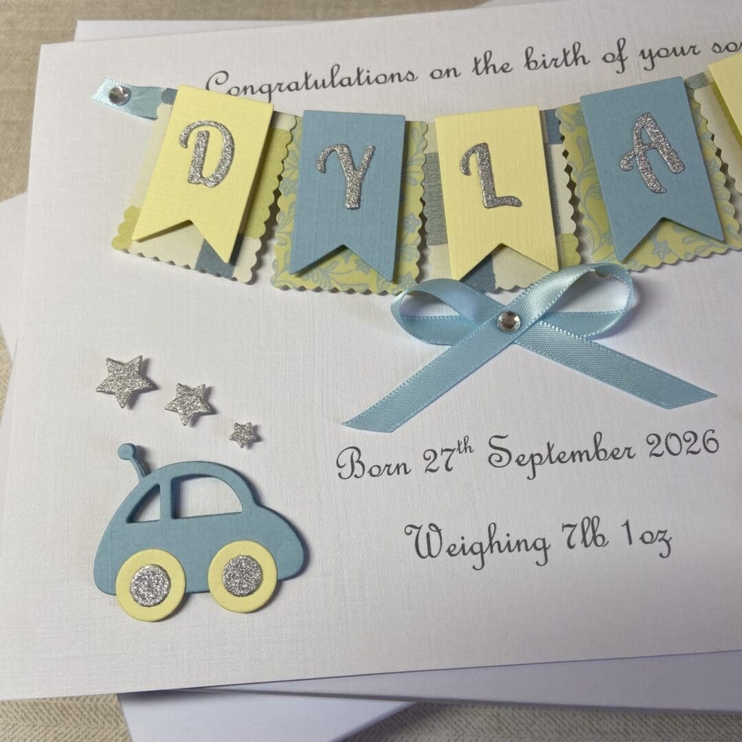 Personalised Handmade Gift Boxed New Baby Boy Keepsake Card - Image 4