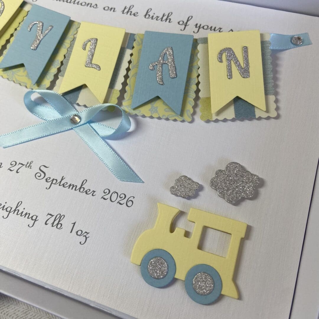 Personalised Handmade Gift Boxed New Baby Boy Keepsake Card - Image 5