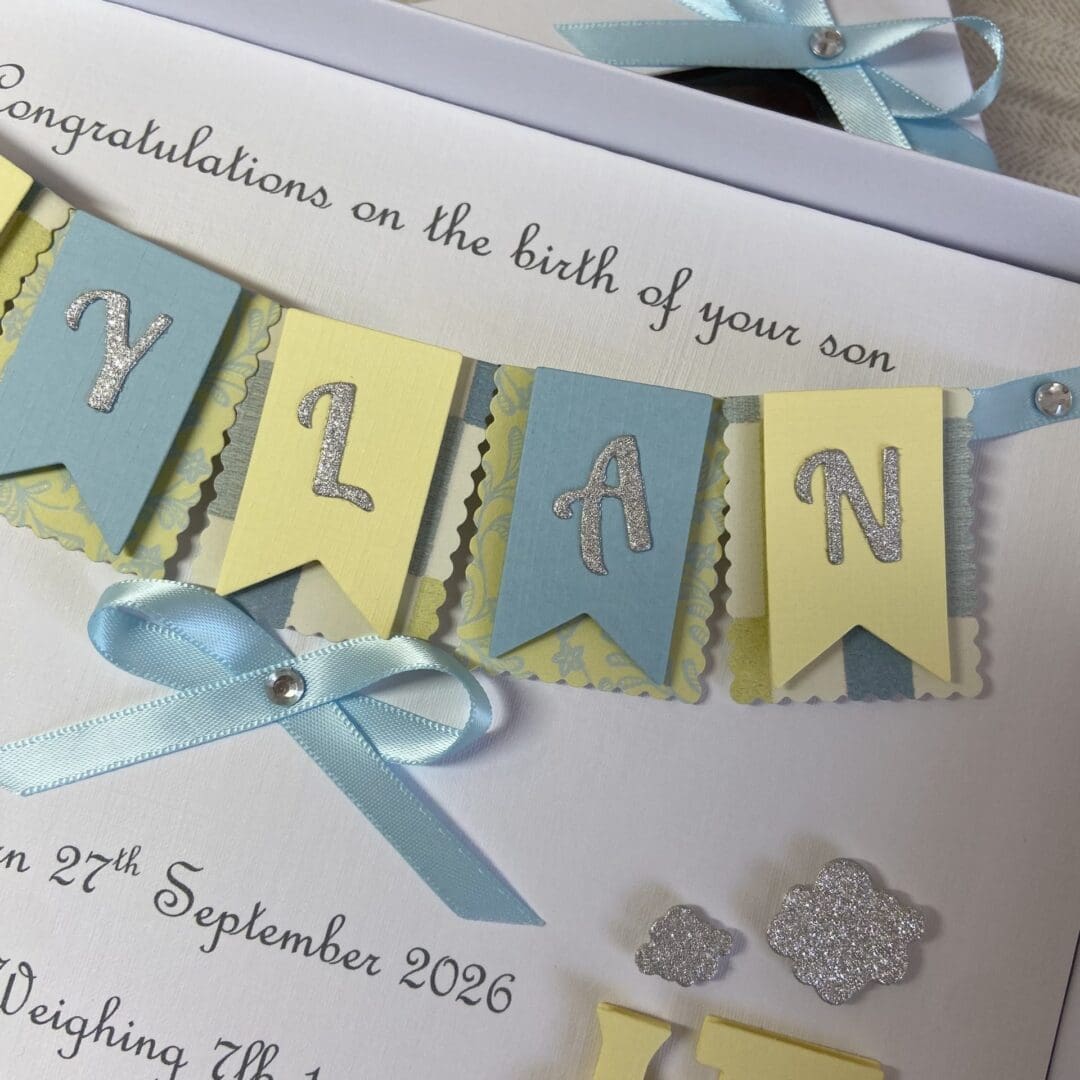 Personalised Handmade Gift Boxed New Baby Boy Keepsake Card - Image 6