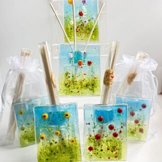 Fused glass diffuser in various flower designs
