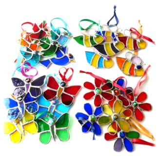 mini stained glass suncatchers bee butterfly flower bird