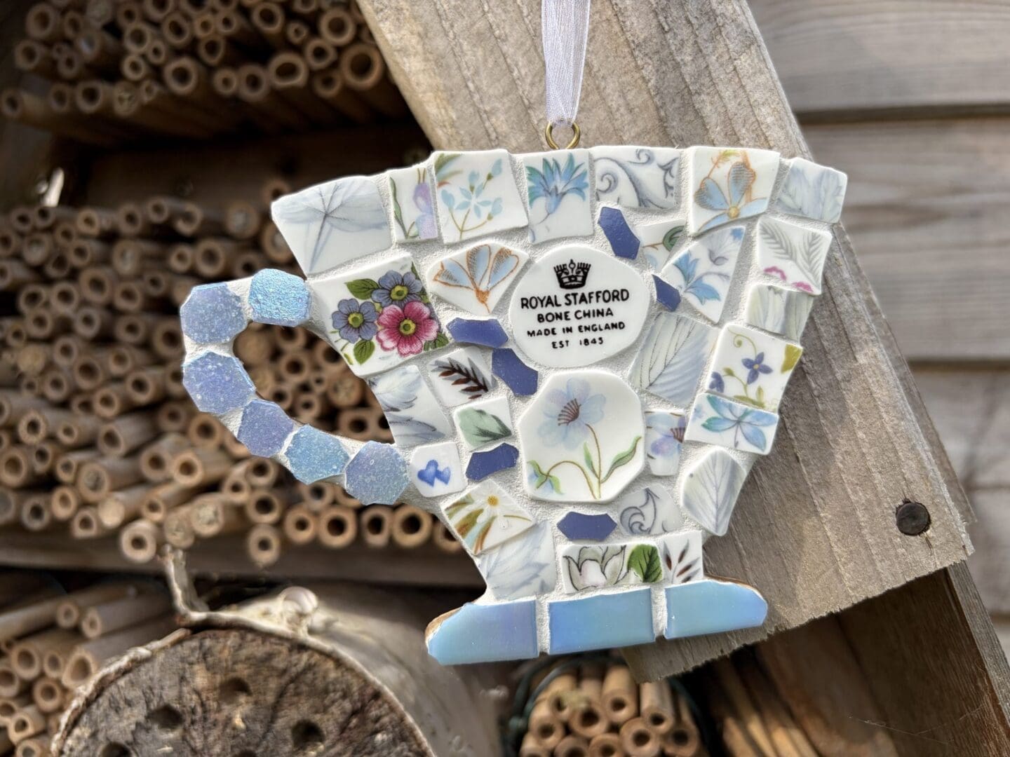 Handmade Mosaic Teacup Hanging decoration - vintage china British home decor