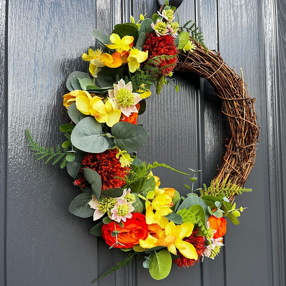 Bright-orange-and-yellow-summer-front-door-wreath