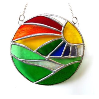 Rainbow new day stained glass art suncatcher handmade gifr britain