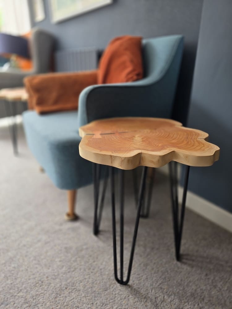 Handcrafted Cedar Slice Statement Side Table - Image 3