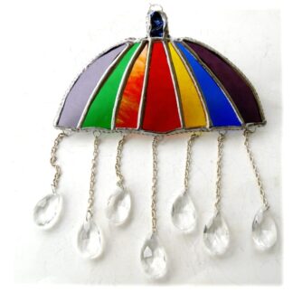 umbrella weather stained glass suncatcher lightcatcher hand made gift rainbow