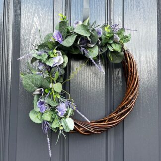 Lavender-and-purple-hydrangea-front-door-wreath
