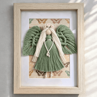 Macramé Angel in Frame - Green