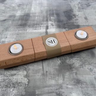 Handmade Beech Geo Tea Light Holder Set for 3 Candles