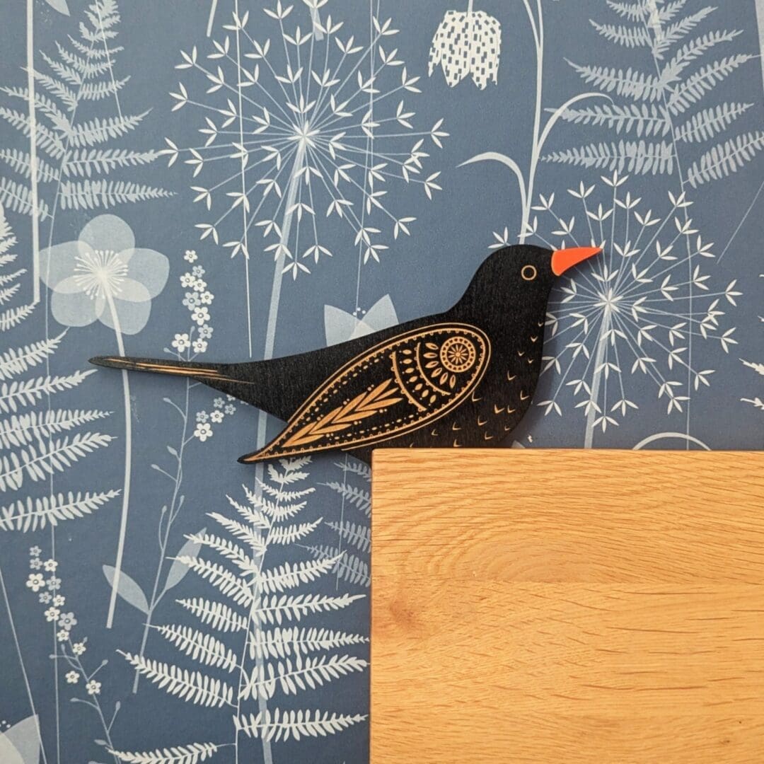 Wooden Blackbird Door Topper