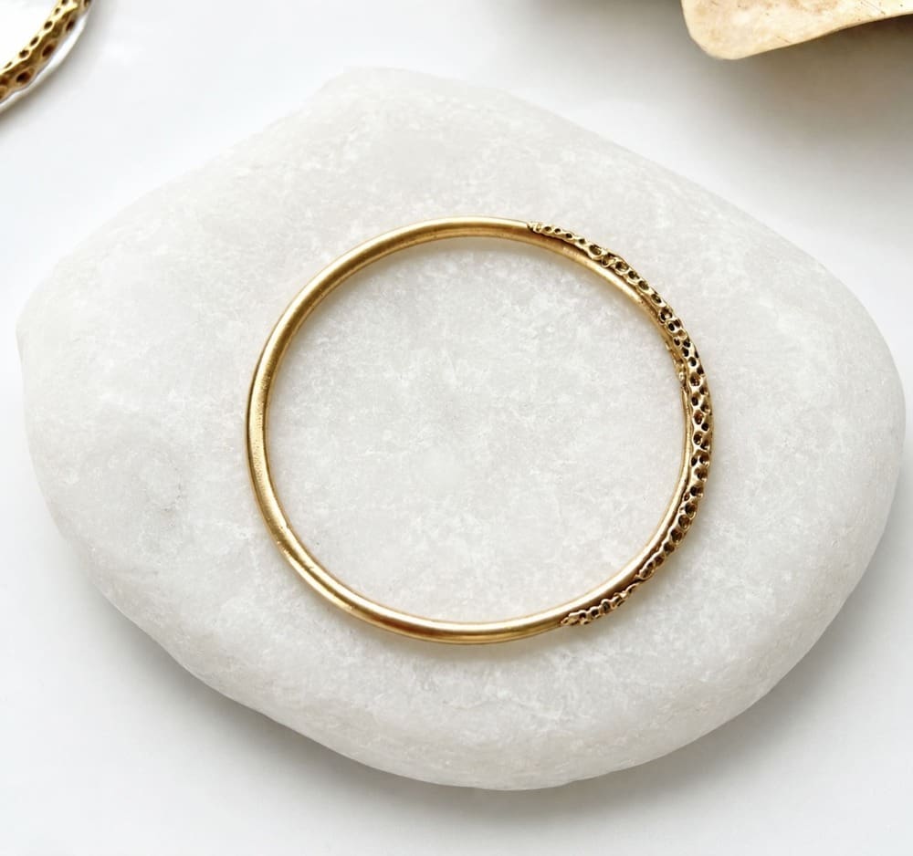 Copper and Bronze Handcrafted Organic Textured Bangles - Image 4