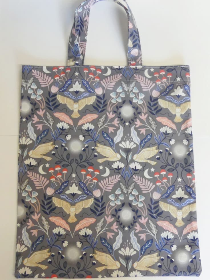 Cotton Owl Print Re-usable Fold-Up Tote Bag with Pouch - Image 2