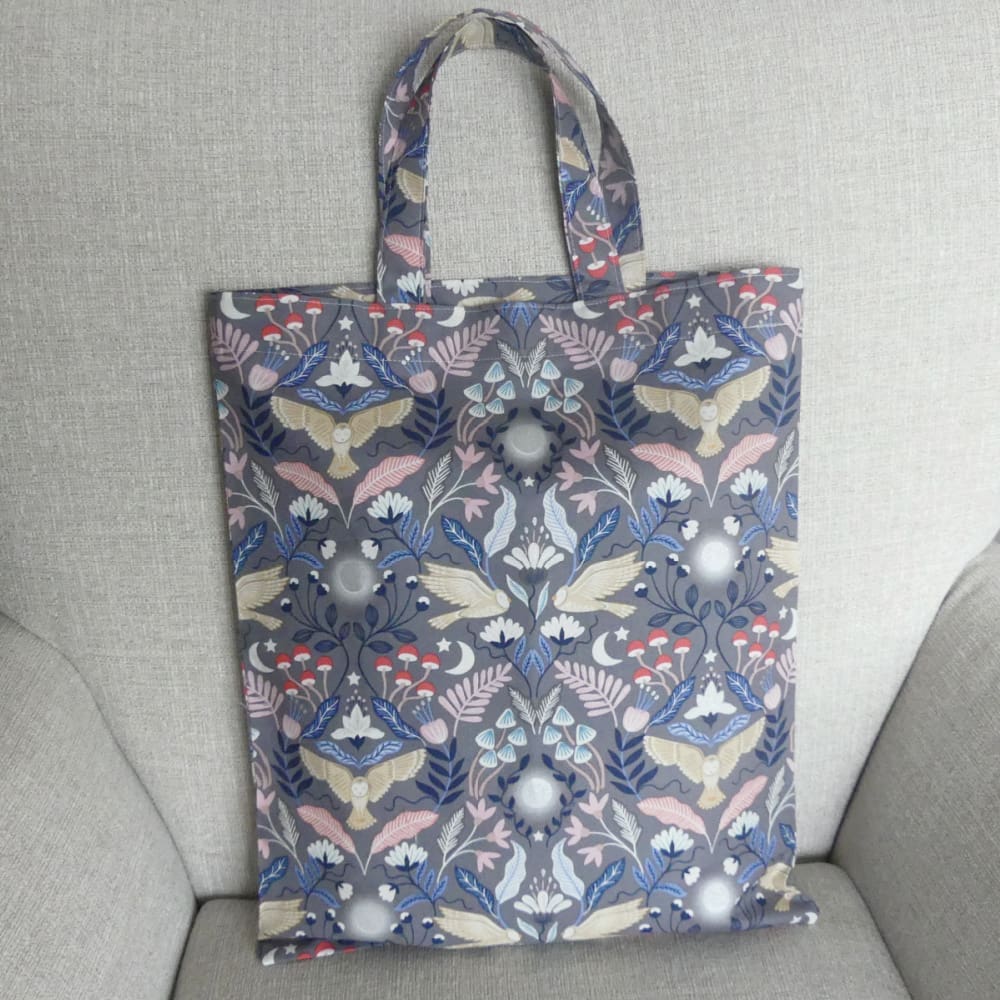 Cotton Owl Print Re-usable Fold-Up Tote Bag with Pouch - Image 4