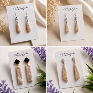 Pearl dune earrings collection Neutral Polymer Clay Earrings | Handmade Marbled Dangle Earrings | Lightweight Boho Jewelry | Beige Statement Earrings | Gift for Her