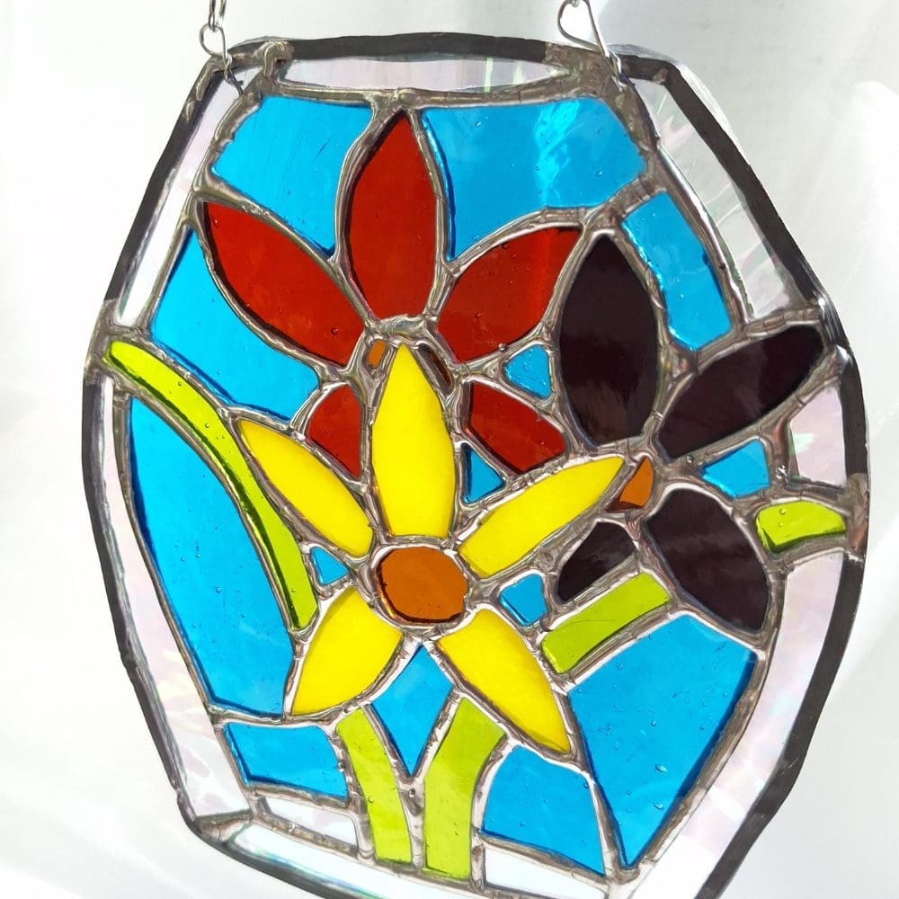 Unusual handmade gift for gardeners stained glass daffodil suncatcher made in the UK