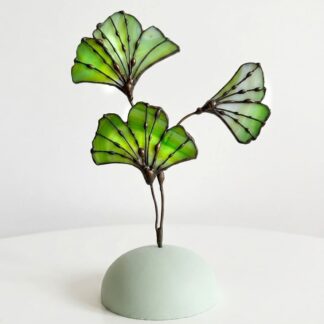 Ginkgo stained glass art ornament