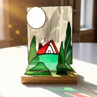stained glass cottage ornament