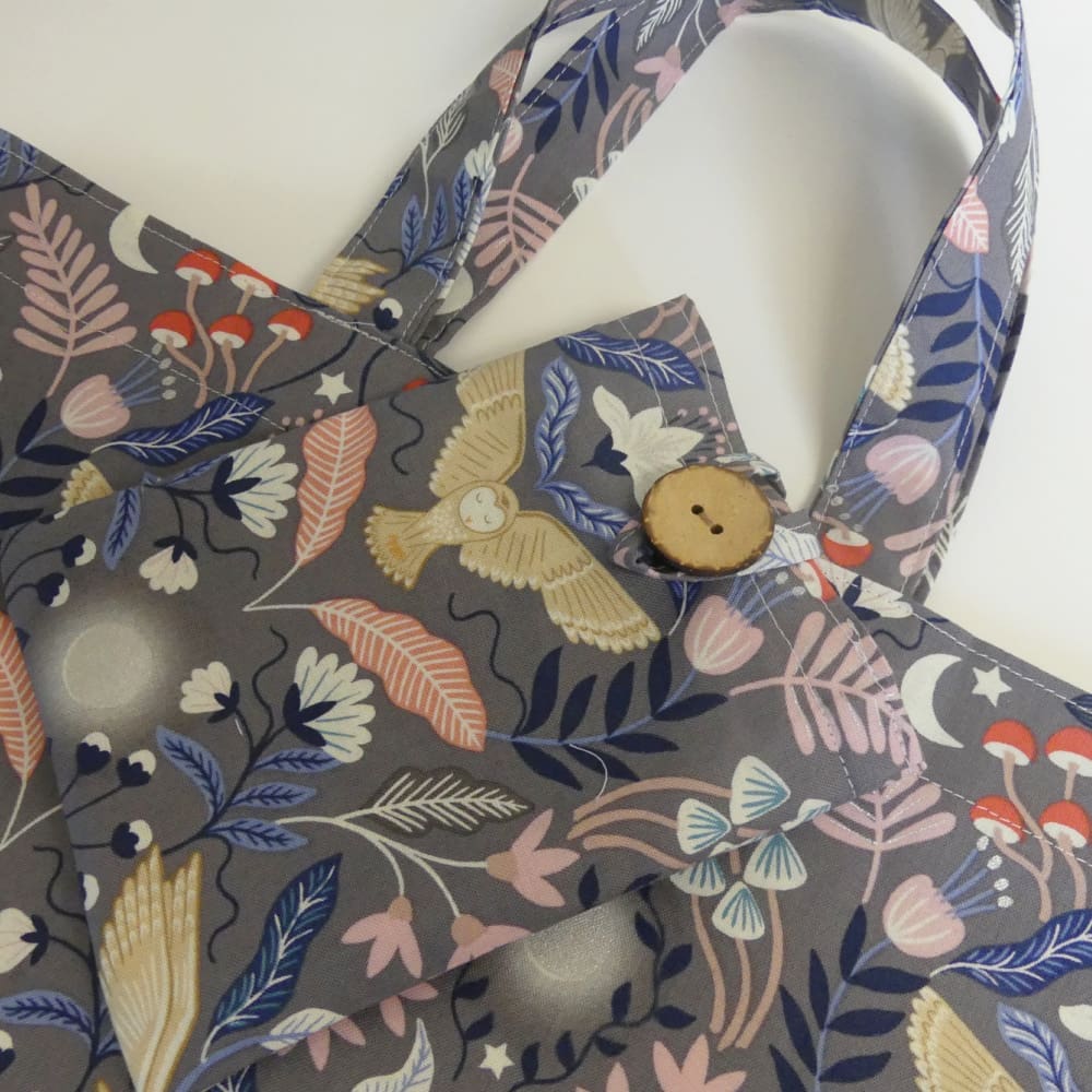 Cotton Owl Print Re-usable Fold-Up Tote Bag with Pouch - Image 3