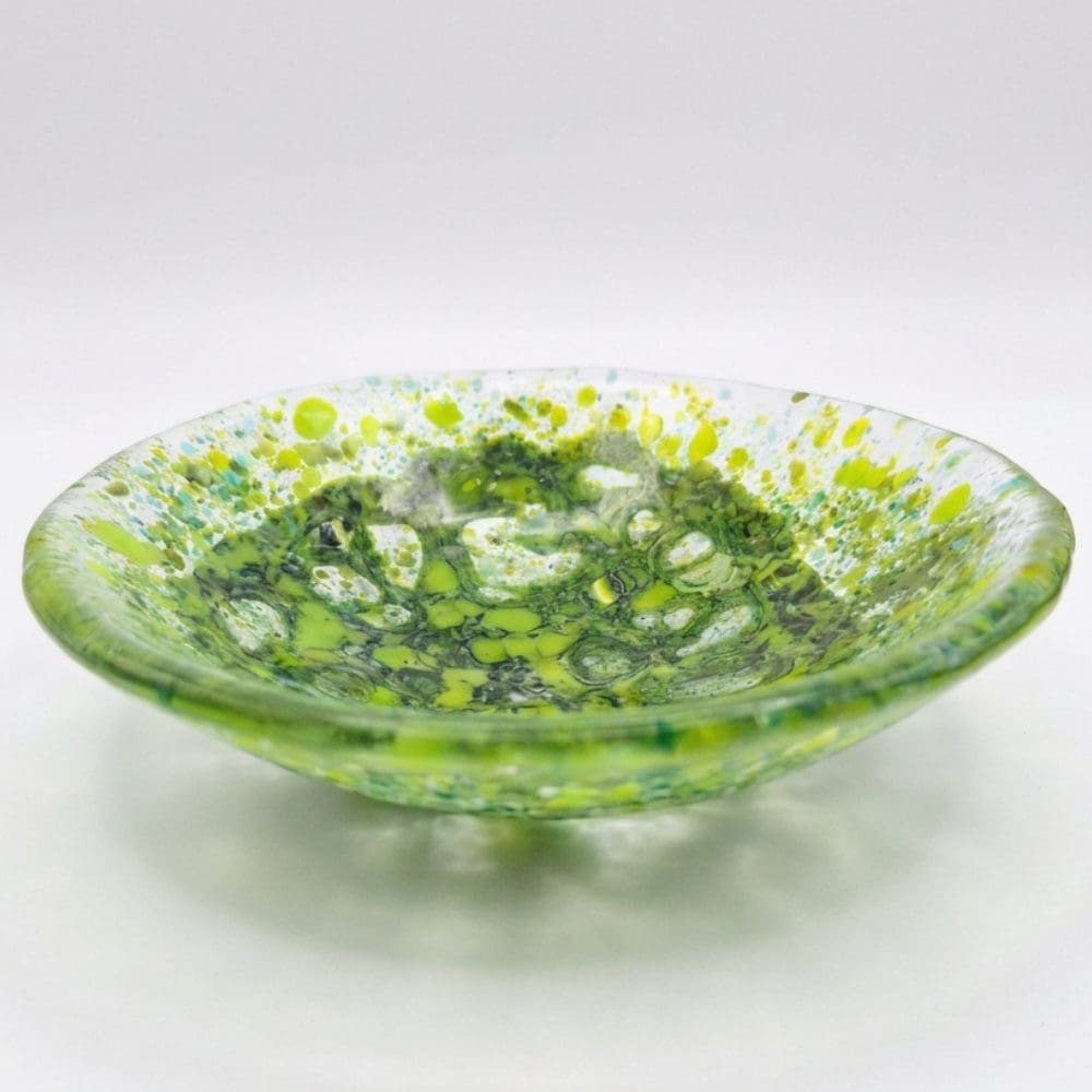 Moss green decorative glass bowl one of a kind