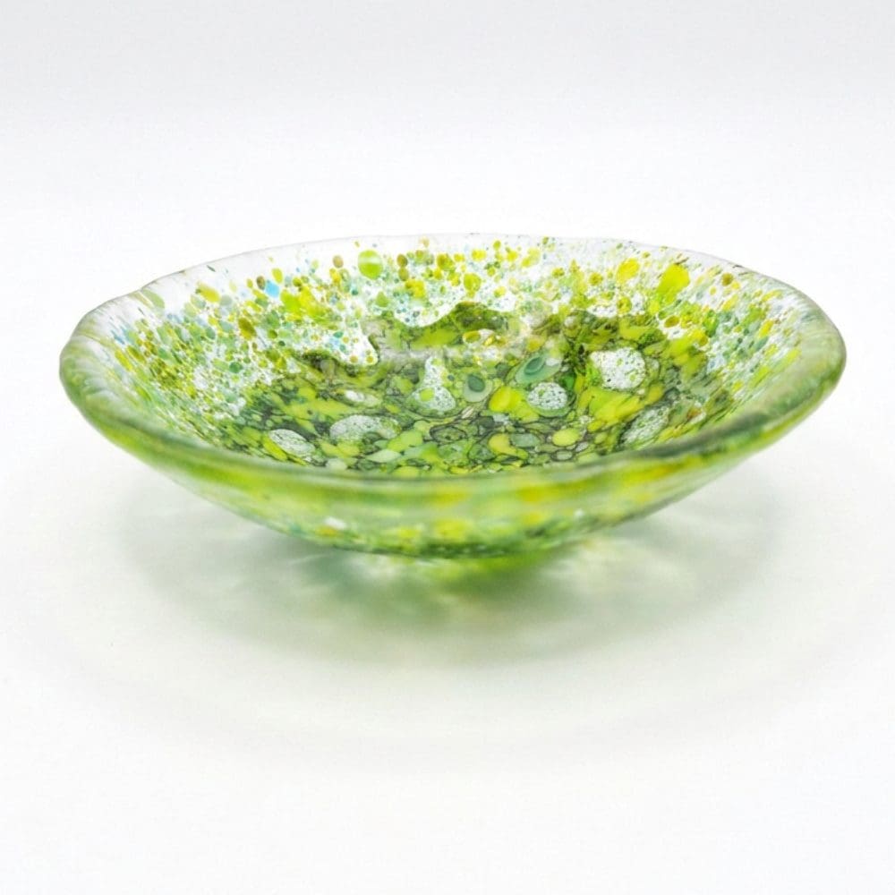 Moss green decorative glass bowl one of a kind