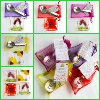 Fused glass and tea bag squeezer set