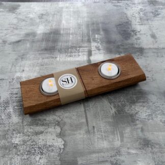 Handmade Oak Geo Tea Light Holder Set for 2 Candles