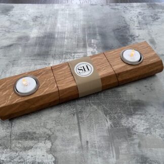 Handmade Oak Geo Tea Light Holder Set for 3 Candles