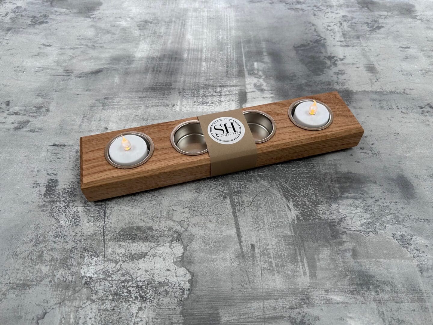 Handmade Oak Tea Light Holder for 4 Candles
