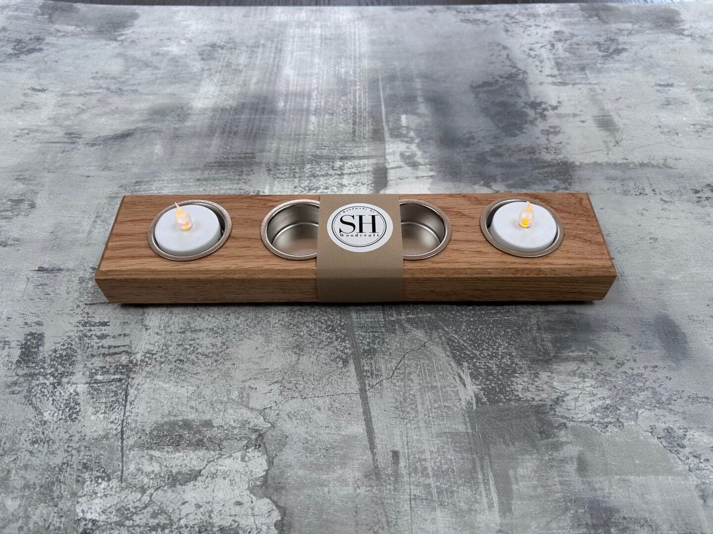 Handmade Oak Tea Light Holder for 4 Candles - Image 2