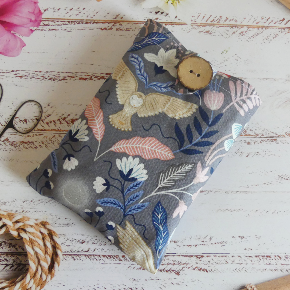 Cotton Owl Print Re-usable Fold-Up Tote Bag with Pouch - Image 5