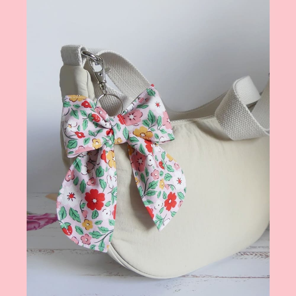 Pink cotton bow bag charm