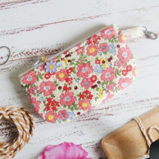 pink ditsy print key chain purse hand made pamela bags and gifts for The Macular Society