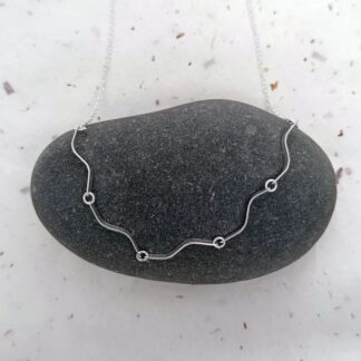 recycled sterling silver shaped flat wire ribbons necklace