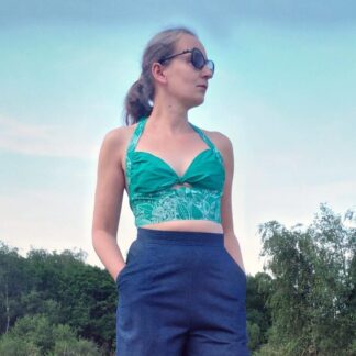 halter bralet top in emerald green