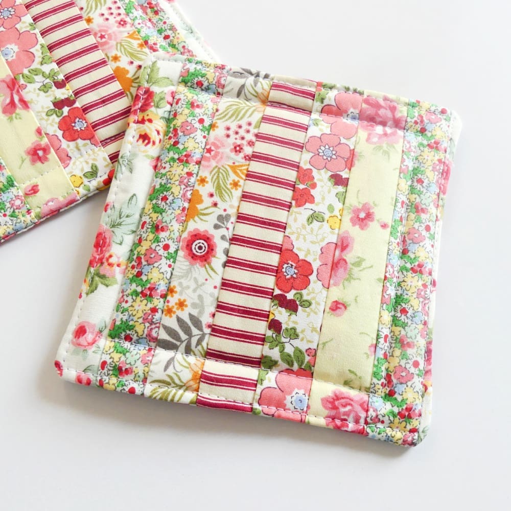 Handmade Patchwork Cotton Quilted Drinks Coasters Set of 2 - Image 5