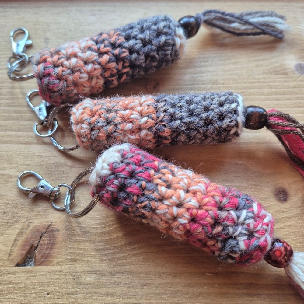 taselled lip balm holder crochet