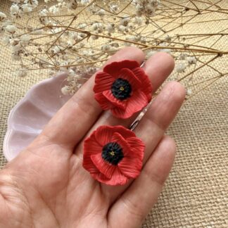 Coquelicot Earrings| Vibrant Red Poppy Hand-Sculpted Floral Earrings