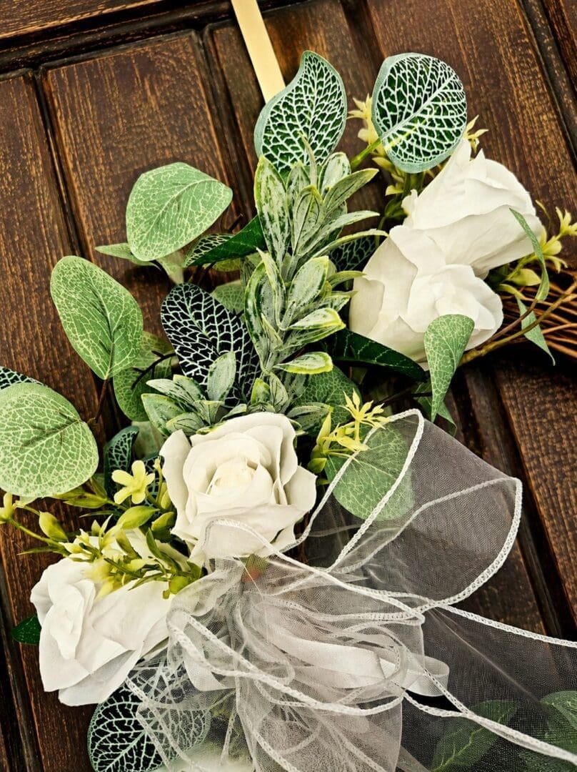 White Rose Grapevine Wreath - Image 4