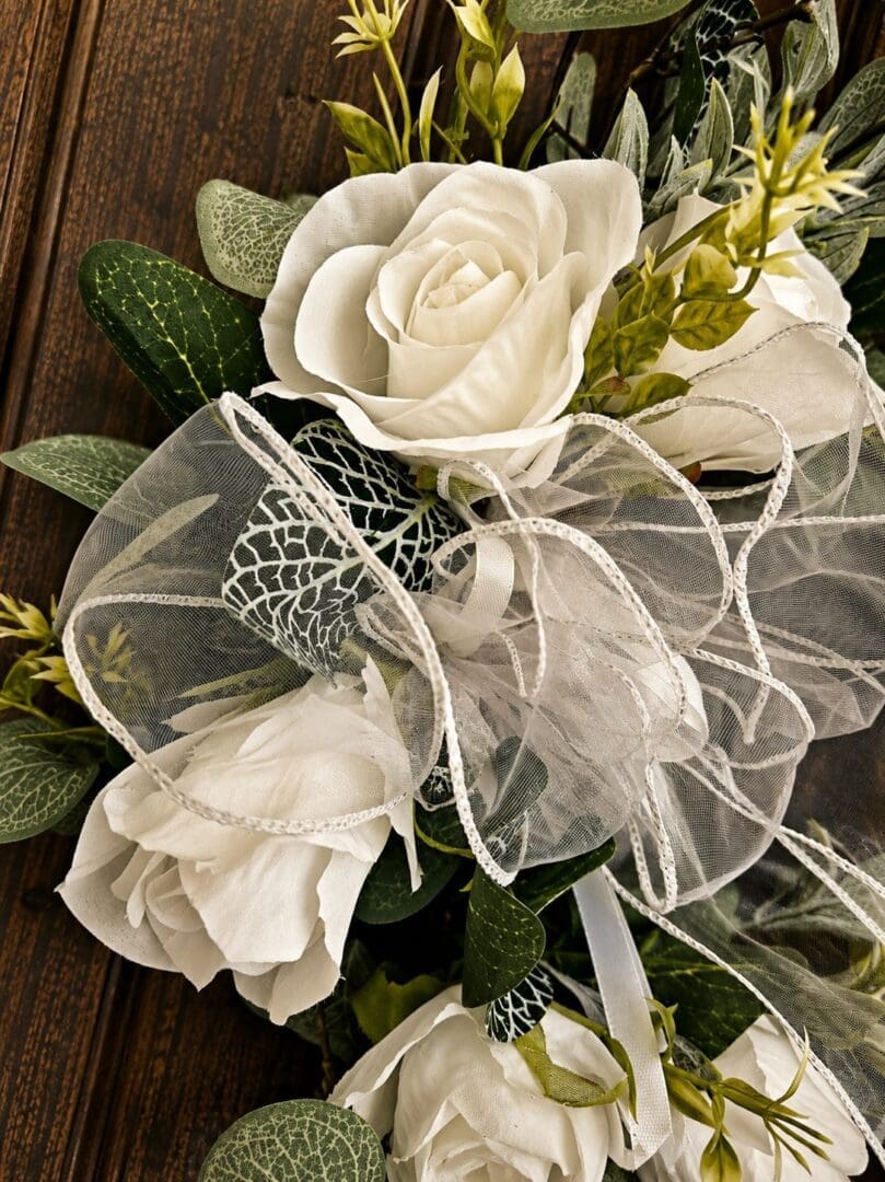 White Rose Grapevine Wreath - Image 2
