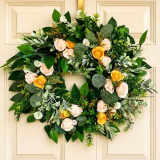 Peach and Cream Door Wreath