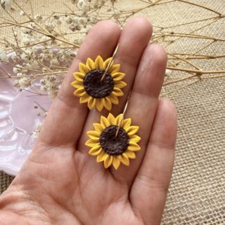 Soleil Earrings | Golden Yellow Sunflower Hand-Sculpted Earrings