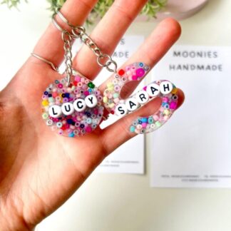 Custom Beaded Name Keychain, Personalised Resin Initial Y2K Bag Charm, Colourful Women's Accessories, Back To School Gift, Bead Pendant