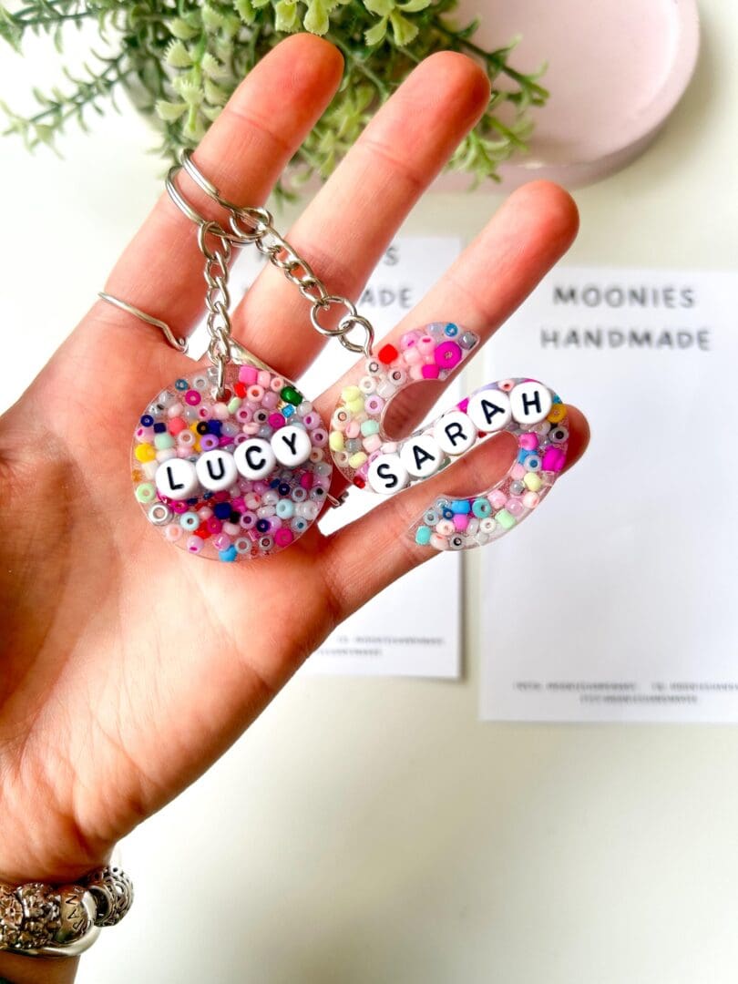 Custom Beaded Name Keychain, Personalised Resin Initial Y2K Bag Charm, Colourful Women's Accessories, Back To School Gift, Bead Pendant